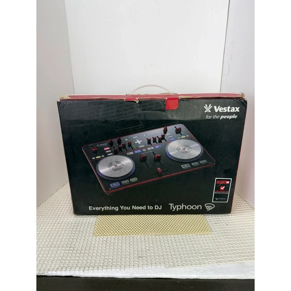 Vestax Typhoon DJ MIDI Controller Virtual DJ Black Red Silver VDJ-0001 Boxed EUC